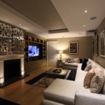 Fireplace lighting in TV room