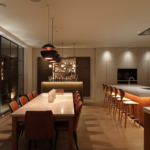 luxury lighting in open plan kitchen diner