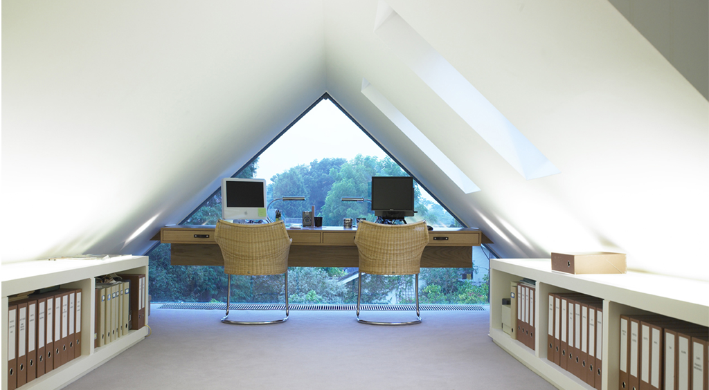 home office into roof with great view onto garden