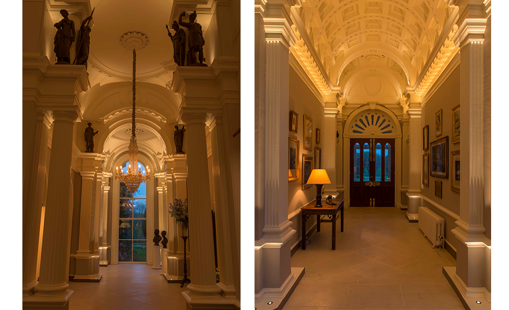 Uplighting with miniature Lucca uplights in a grade listed building