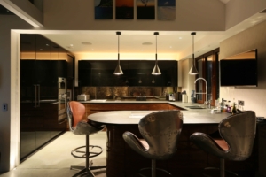 industrial chic lighting with pendants over a kitchen island