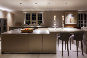 Kitchen island lit with Square double downlights in black
