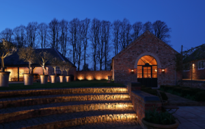 Step lighting in a large garden 