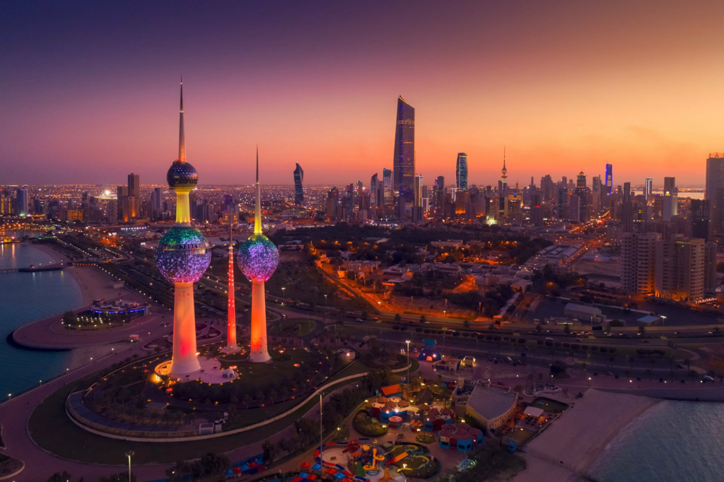 Kuwait city skyline at night