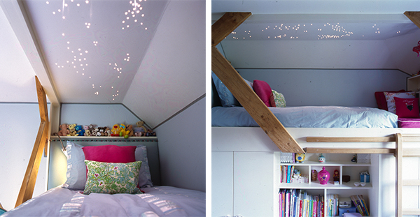 Fibre optics above child's bed