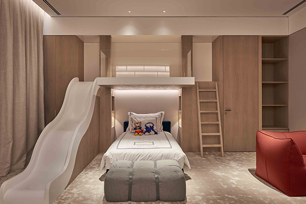 child's bedroom lighting scheme with placed downlights and niches to add interest