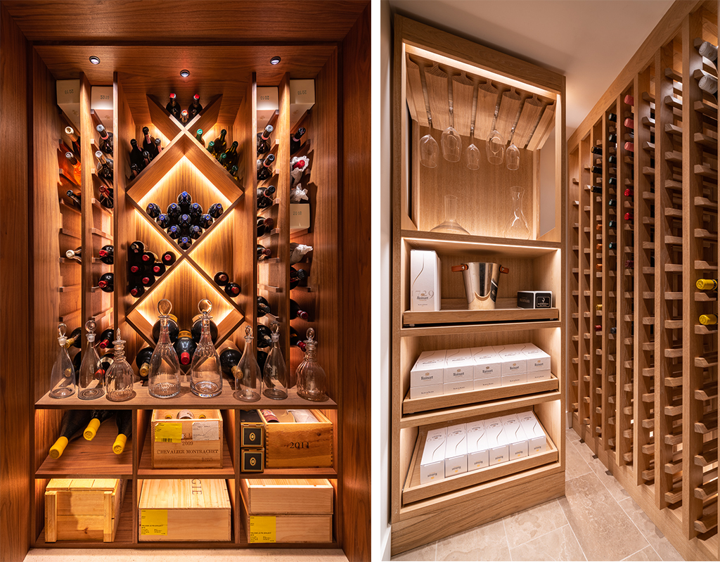 Front and backlighting in a wine cellar