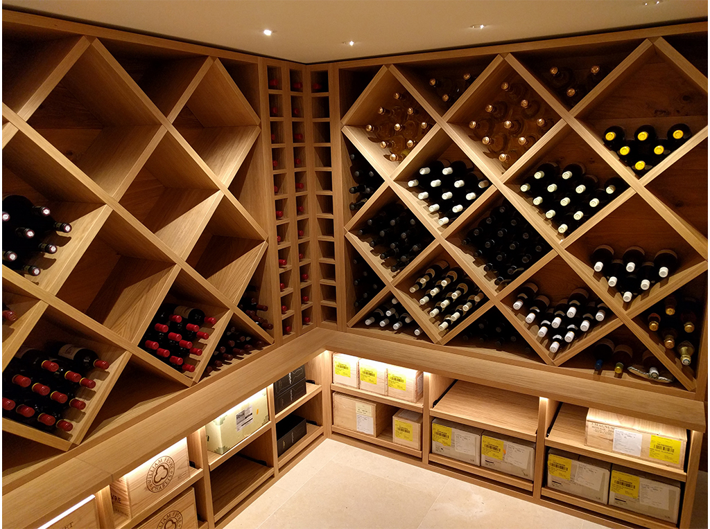 lighitng the ceiling and perimeter in a wine cellar