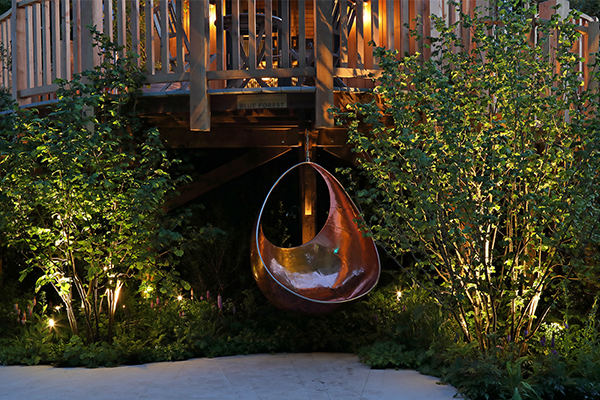 Blue Forest treehouse lit by John Cullen lighting