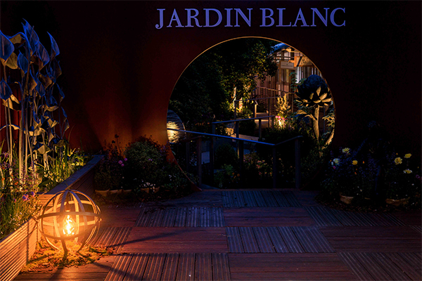 Jardin Blanc lit by John Cullen at Chelsea Flower Show 