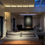 example of upgrade from halogen downlights to LED in open plan living room