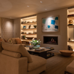 front lighting of shelving in living room as an excellent joinery lighting idea