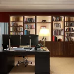 lit shelving in conservative executive office