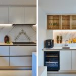 Marble white kitchen with lit niche detail