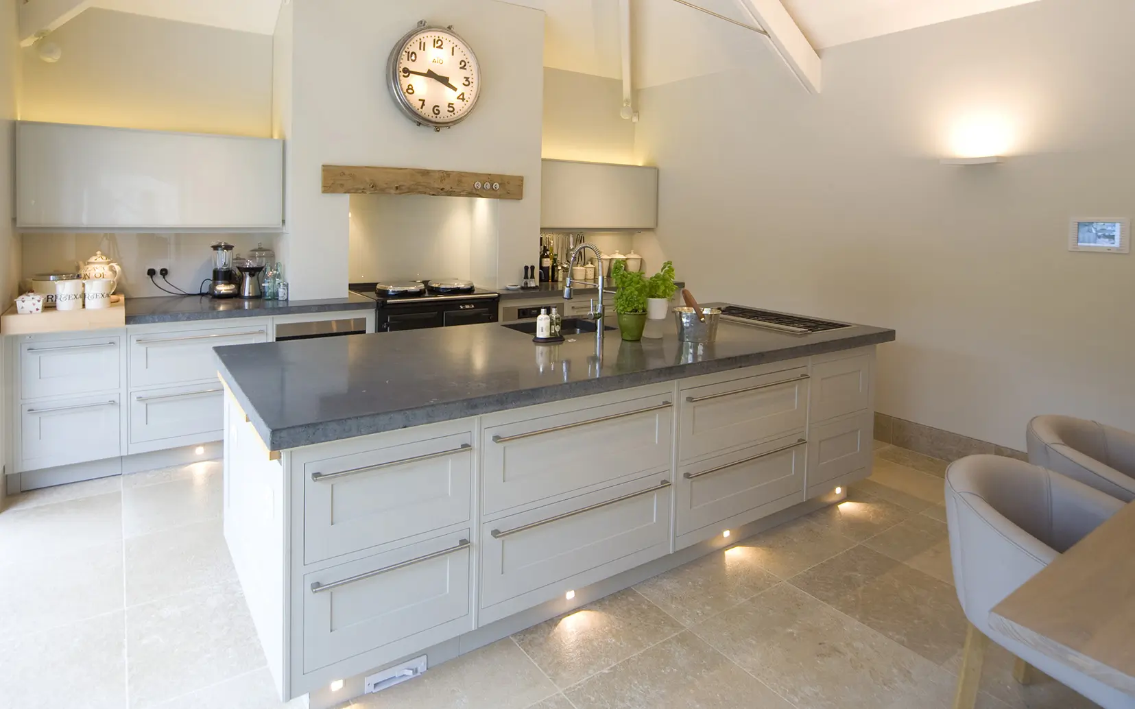 low level lighting in kick plinth of kitchen washing light over the floor