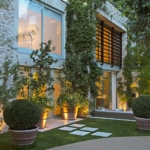 entrance to a contemporary house with amazing lighting