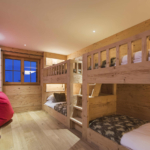 Childrens bedroom in chalet with bunk beds