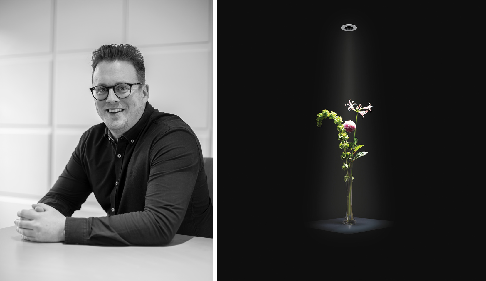 Matt Healey Head of Product and the John Cullen Lighting Polespring lighting flowers