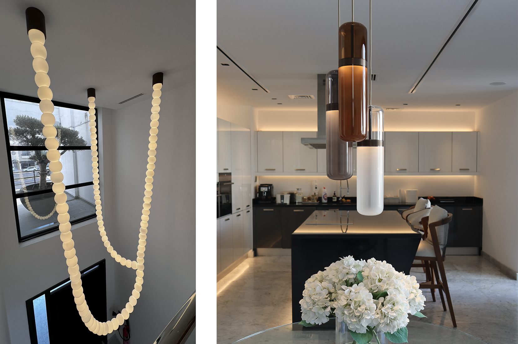 Halti and Pill pendants by Cameron Design House at the John Cullen Showroom Dubai
