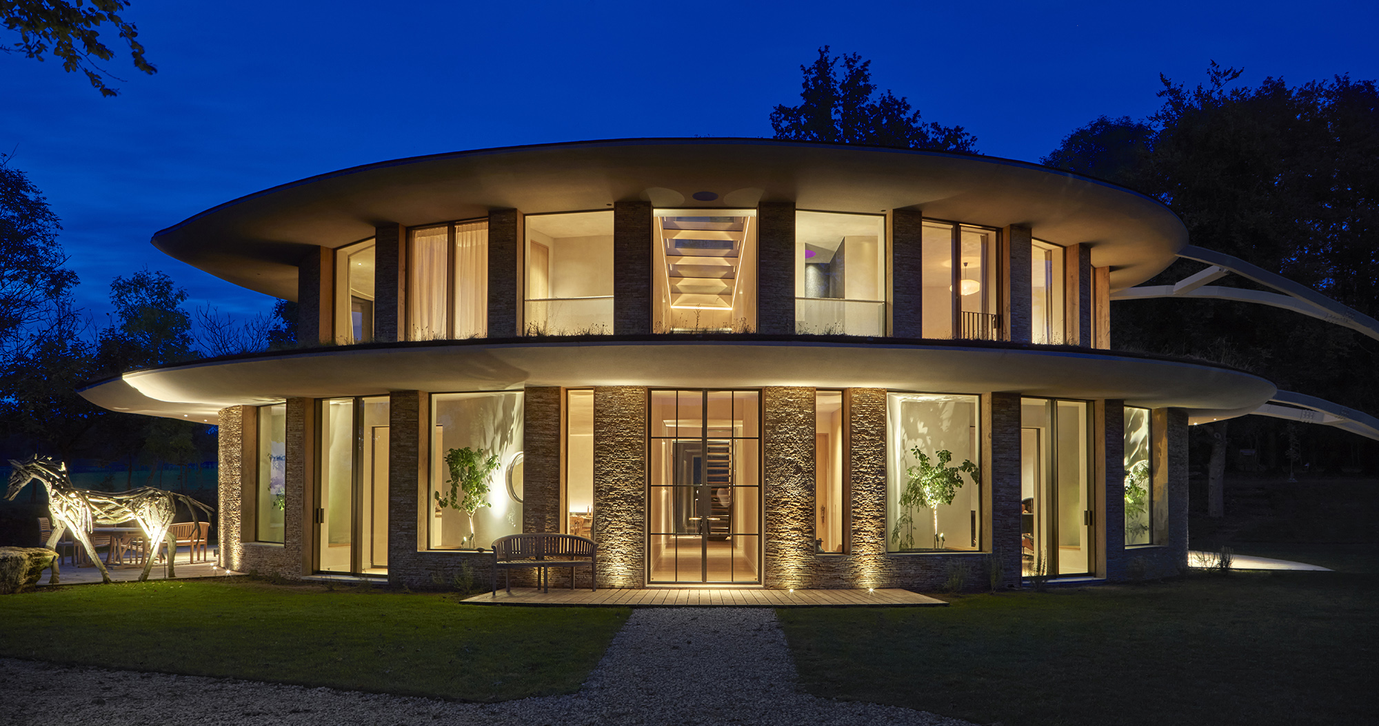 Leaf House hero shot at dusk